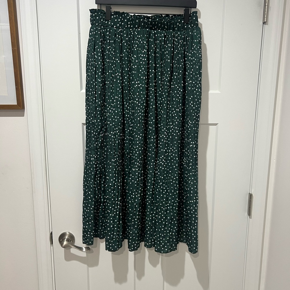 Dark Green/Forest Green with White Polka Dot Maxi Skirt Size XL